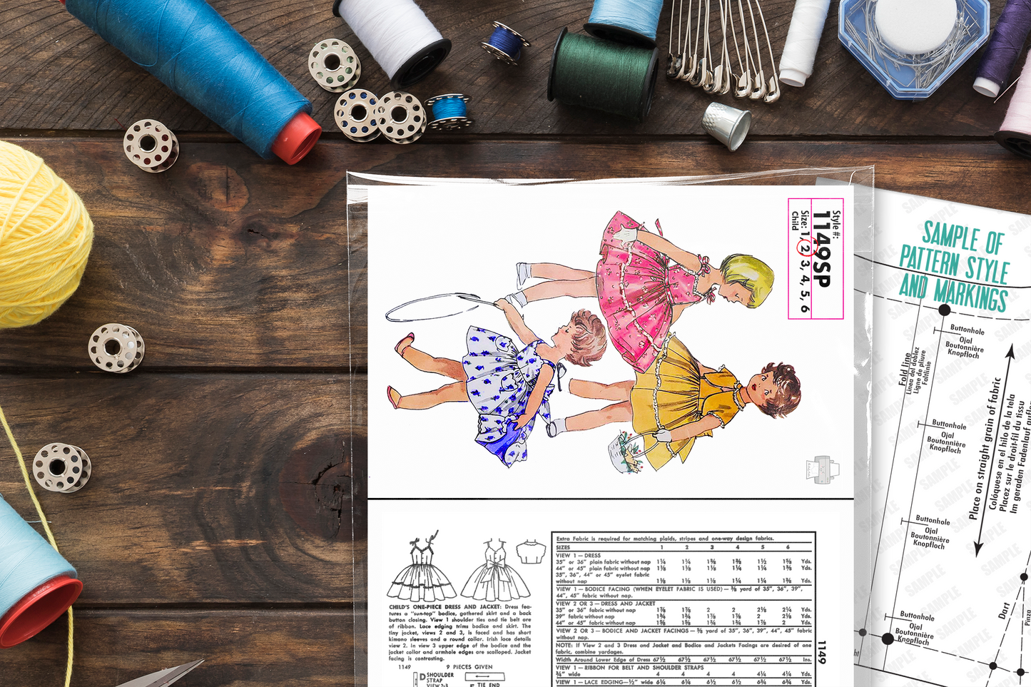 1149SP - Girls Summer Dress and Jacket - Vintage Sewing Pattern - 1950s - Toddler Child Kids - *REPRODUCTION* - Available sizes: 1, 2, 3, 4, 5, 6