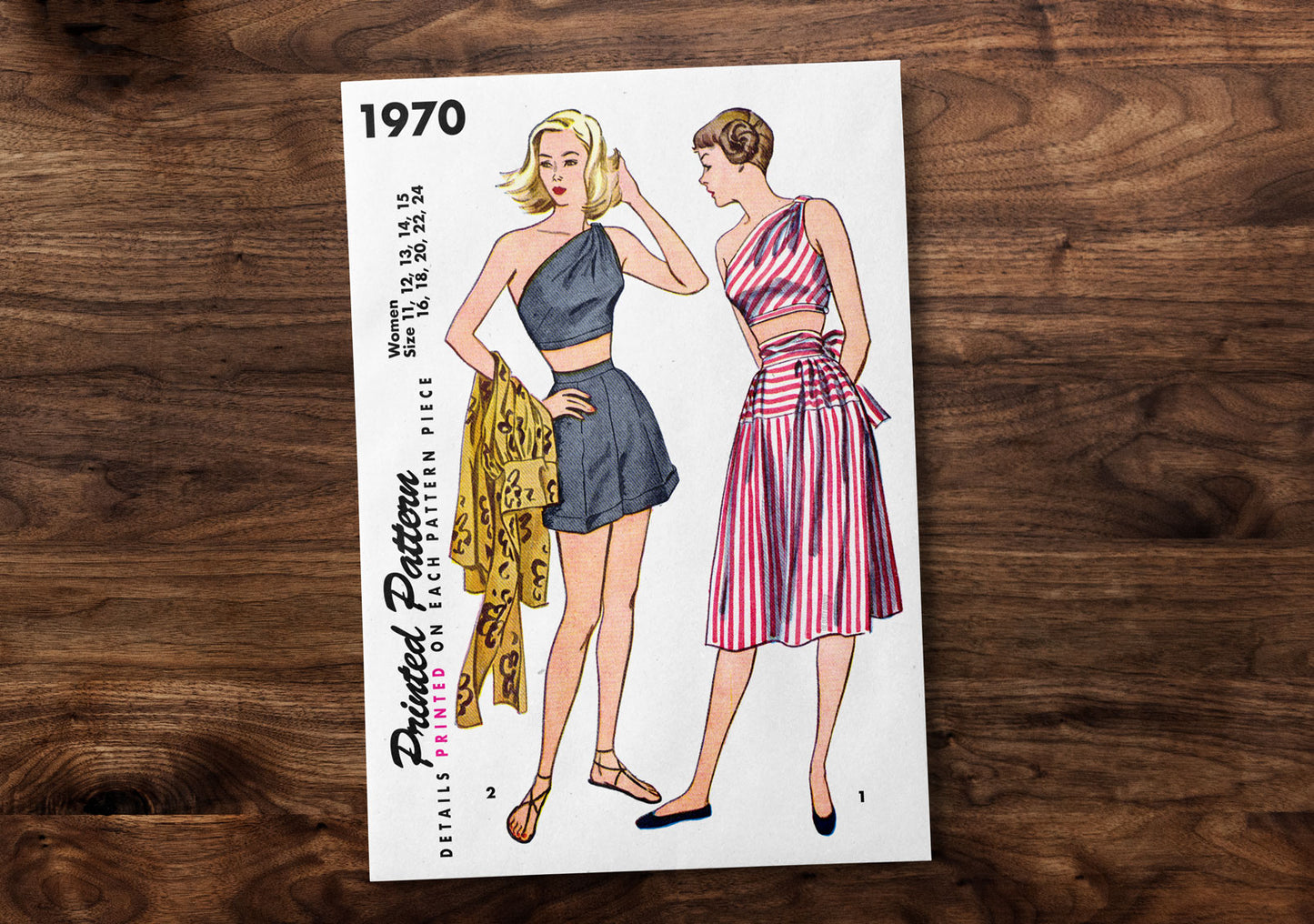 1970SP - Playsuit outfit Top, Shorts & Skirt - Vintage Sewing Pattern - 1940s - *REPRODUCTION* - Available sizes: 11, 12, 13, 14, 15, 16, 18, 20, 22, 24