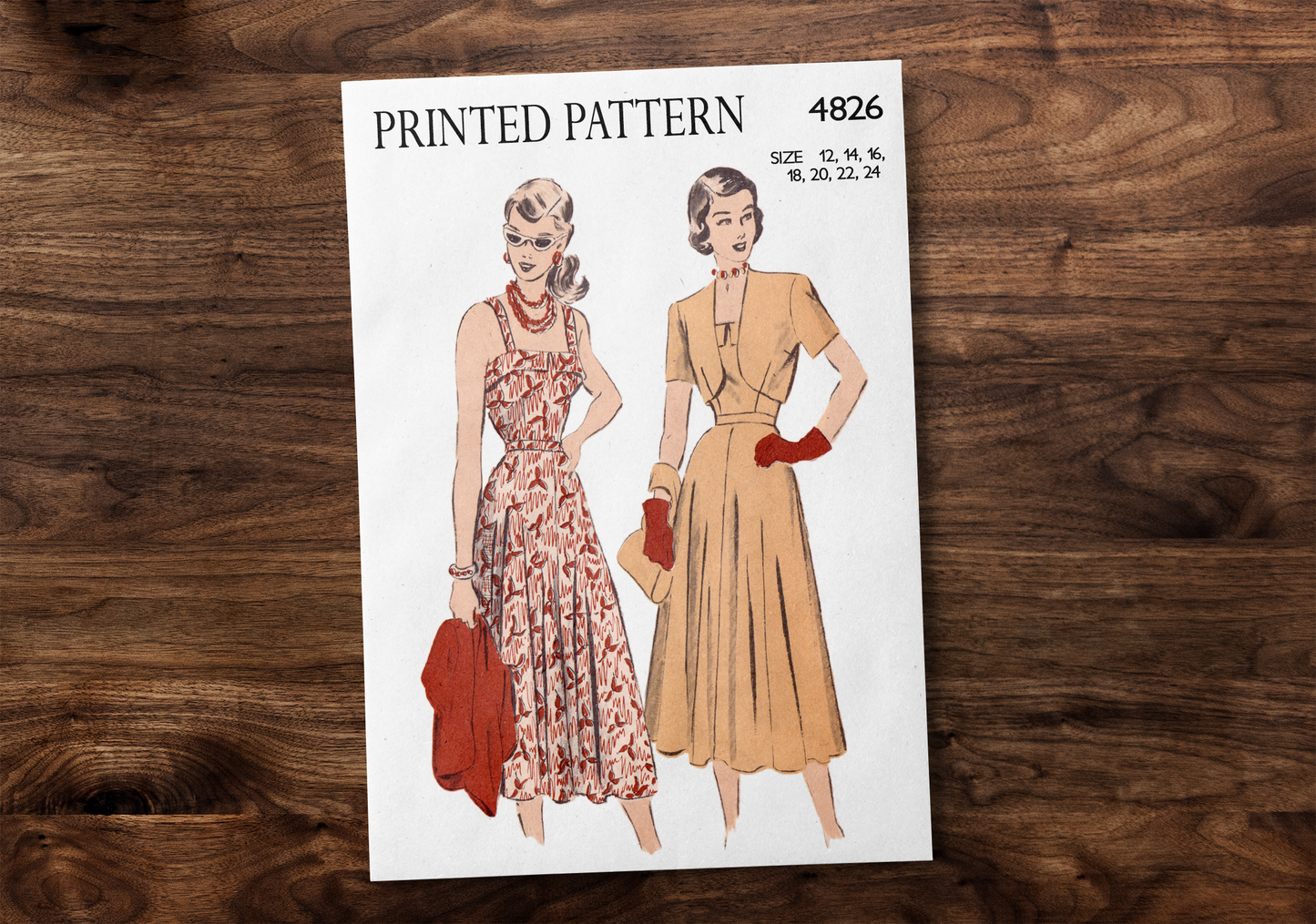 4826AP - Adult Summer Dress & Bolero Jacket Ensemble - Vintage Sewing Pattern - 1940s - *REPRODUCTION* - Available sizes: 12, 14, 16, 18, 20, 22, 24