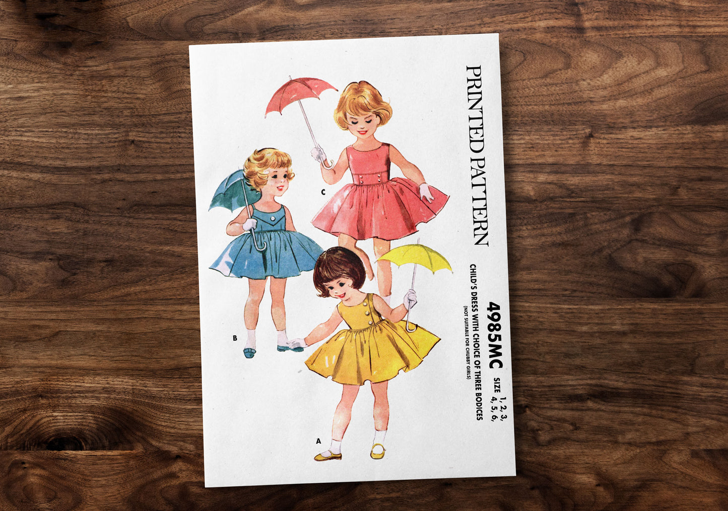 4985MC - Girls 1950s Three Dress Styles - Vintage Sewing Pattern - 1920s - Toddler Child Kids - *REPRODUCTION* - Available sizes: 1, 2, 3, 4, 5, 6