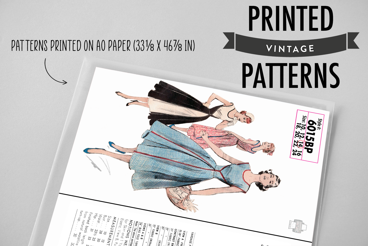 6015BP - Adult Wrap One-Piece Dress - Vintage Sewing Pattern - 1950s - *REPRODUCTION* - Available sizes: 10, 12, 14, 16, 18, 20, 22, 24