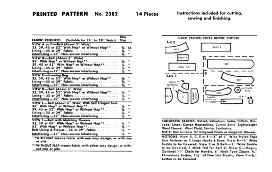 2382MC - Women's Accessories: Misses & Junior Belts and Evening Bag *REPRODUCTION* - One Size