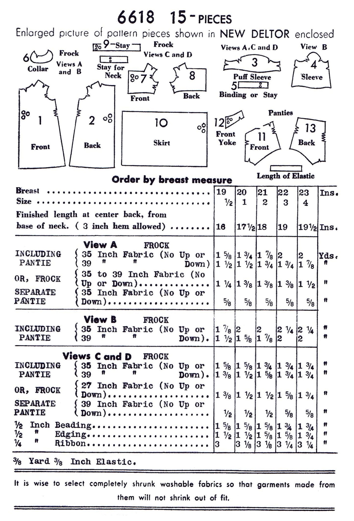 6618BP - Girls Summer Dress 2 Styles with Panties - Vintage Sewing Pattern - 1920s - Toddler Child Kids - *REPRODUCTION* - Available sizes: 1/2, 1, 2, 3, 4, 5, 6