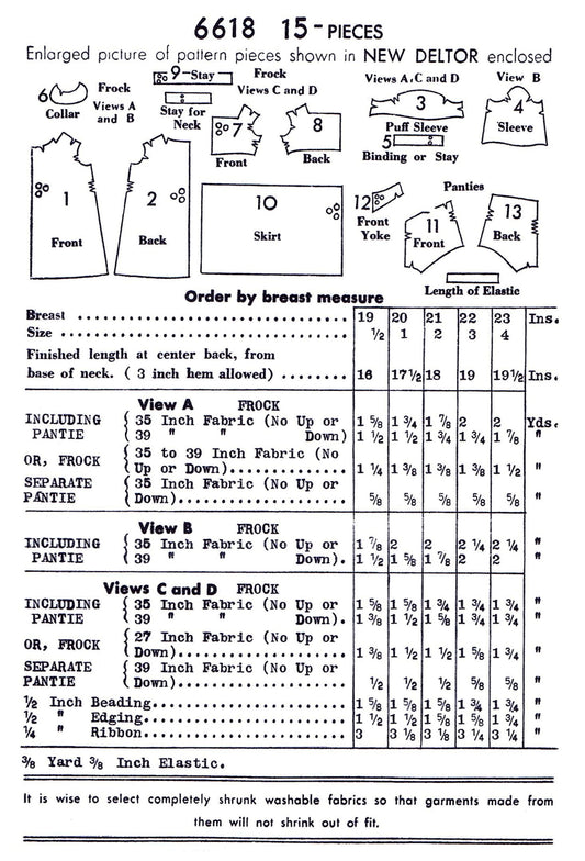 6618BP - Girls Summer Dress 2 Styles with Panties - Vintage Sewing Pattern - 1920s - Toddler Child Kids - *REPRODUCTION* - Available sizes: 1/2, 1, 2, 3, 4, 5, 6