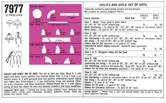 7977SP - Child's Cap, Hat, Beret, Flower Petal Hat from 1950s *REPRODUCTION* - Size 21.75"