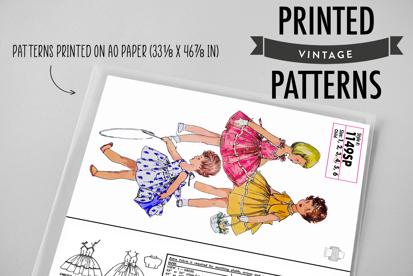 1149SP - Girls Summer Dress and Jacket - Vintage Sewing Pattern - 1950s - Toddler Child Kids - *REPRODUCTION* - Available sizes: 1, 2, 3, 4, 5, 6