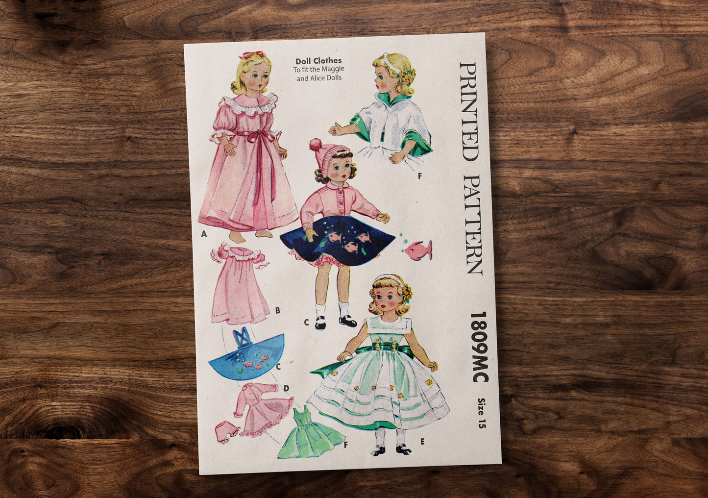 1809MC - 15” DOLL Pattern  - Vintage Pattern 1950s *REPRODUCTION*
