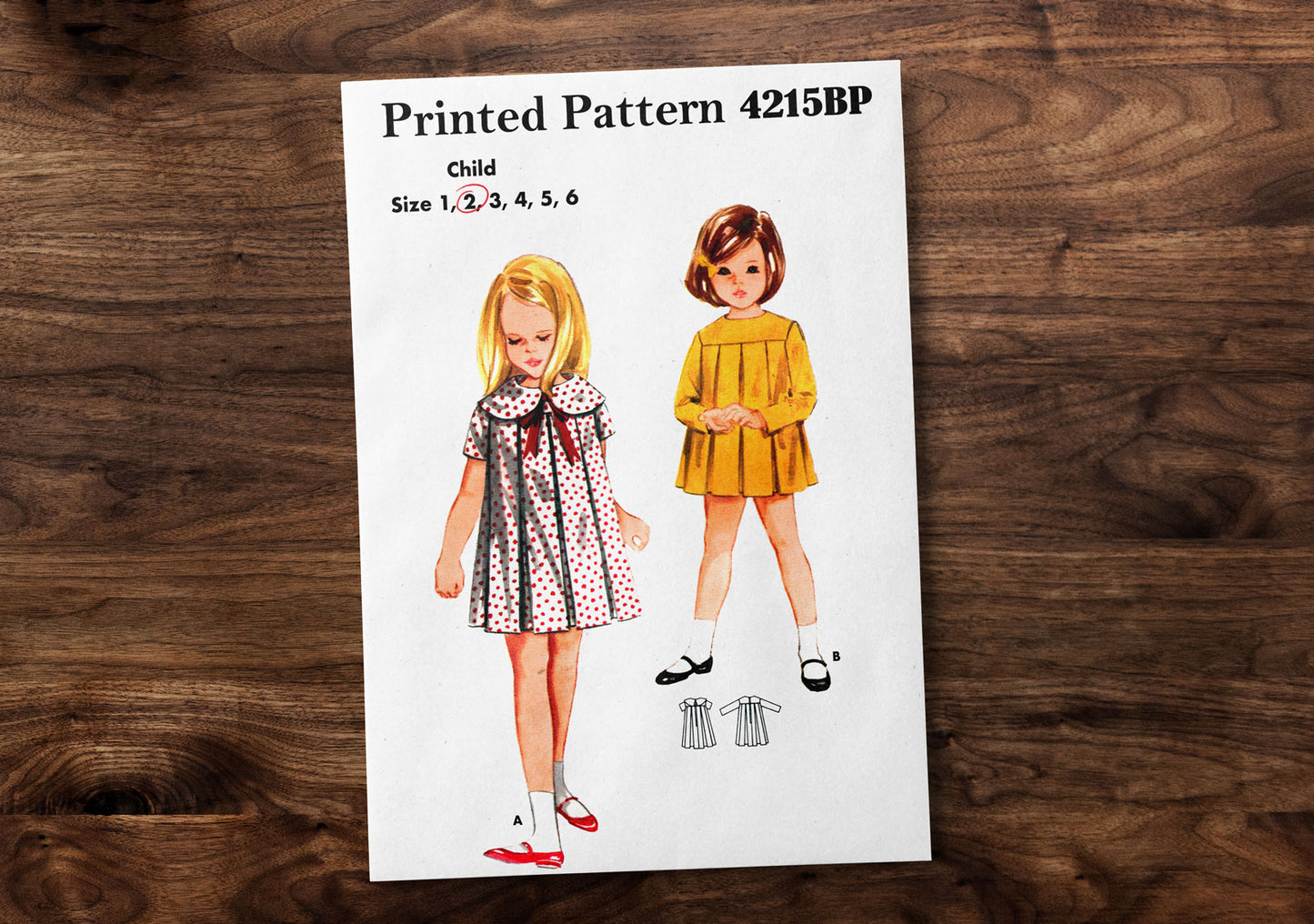 4215BP - Girls dress with Inverted Pleats - Vintage Sewing Pattern - 1960s - Child Kids - *REPRODUCTION* - Available sizes: 1, 2, 3, 4, 5, 6