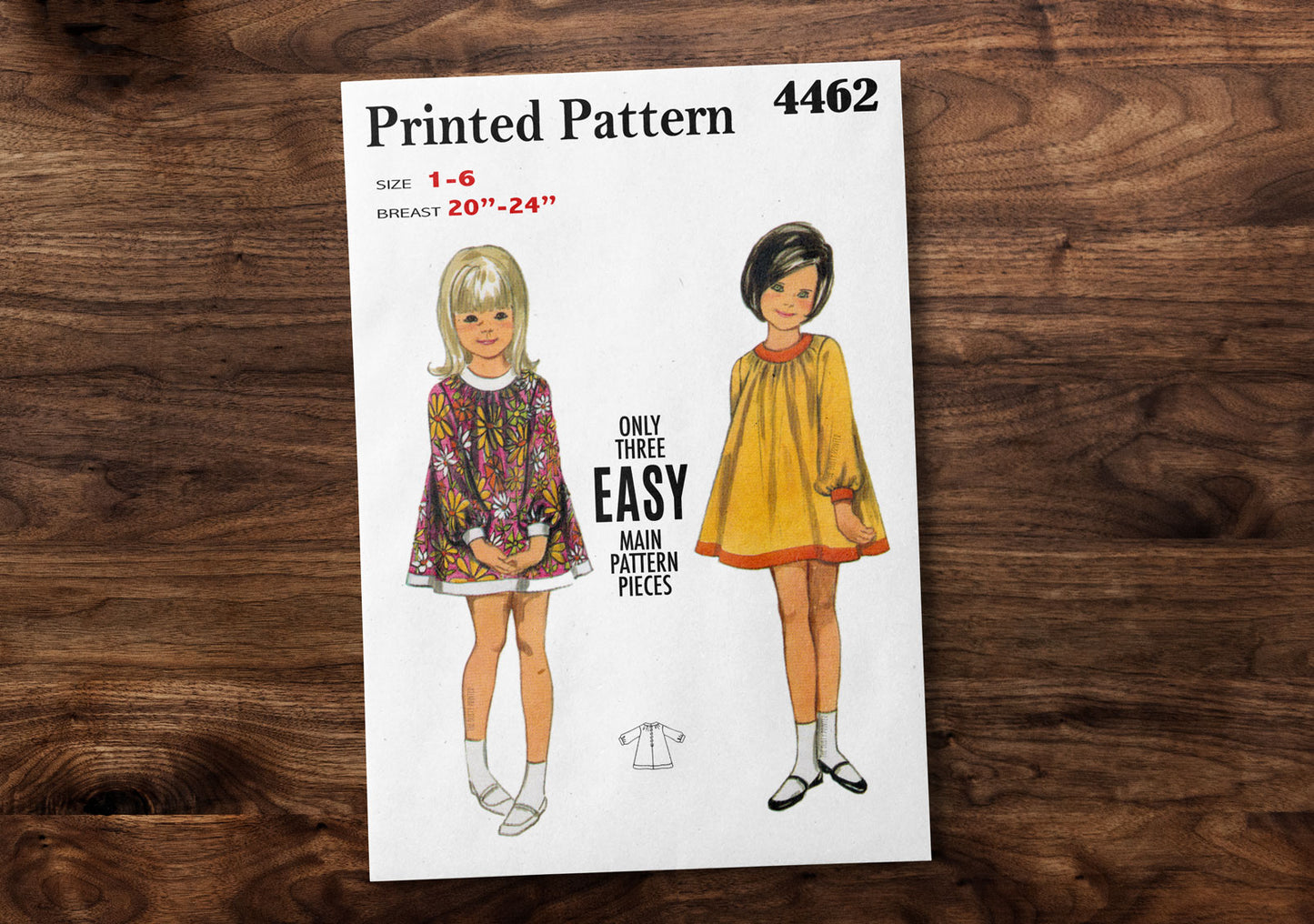 4462BP - Girls Dress - Vintage Sewing Pattern - 1960s - Toddler Child Kids - *REPRODUCTION* - Available sizes: 1, 2, 3, 4, 5, 6