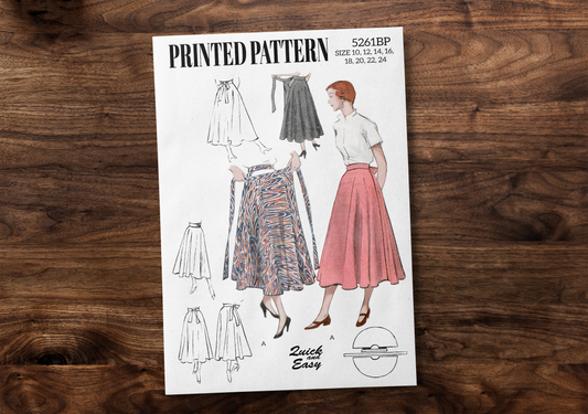 5261BP - Adult Wrap Circle Skirt - Vintage Sewing Pattern - 1950s - *REPRODUCTION* - Available sizes: 10, 12, 14, 16, 18, 20, 22, 24