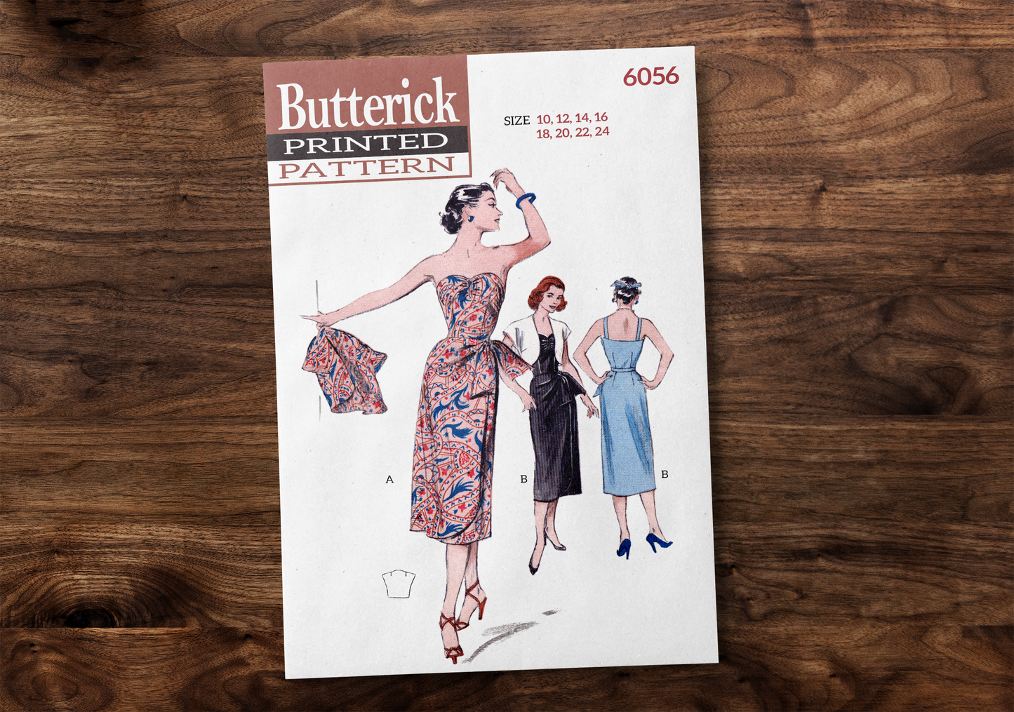 6056BP - Adult Slim Dress & Bolero Jacket Ensemble - Vintage Sewing Pattern - 1950s - *REPRODUCTION* - Available sizes: 10, 12, 14, 16, 18, 20, 22, 24