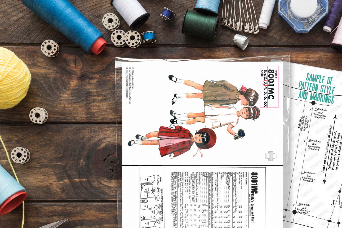 8001MC - Girls 1950s Multiple Modern Dress Styles - Toddler Child Kids - *REPRODUCTION* - Available sizes: 2, 3, 4, 5, 6, 6X