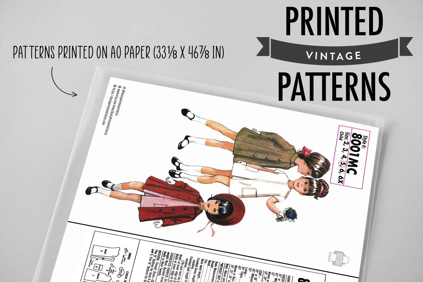 8001MC - Girls 1950s Multiple Modern Dress Styles - Toddler Child Kids - *REPRODUCTION* - Available sizes: 2, 3, 4, 5, 6, 6X