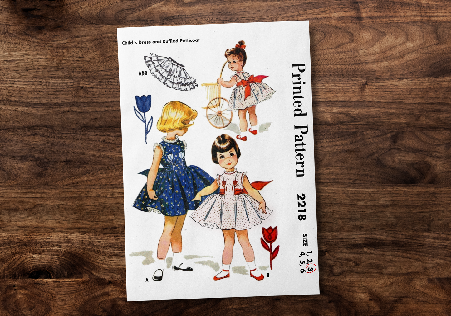 2218MC - Girls 1950s Summer Dress with petticoat - Toddler Child - *REPRODUCTION* - Available sizes: 1, 2, 3, 4, 5, 6